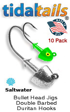 10 CUSTOM 3//4 OZ WHITE BANANA JIG HEADS MUSTAD BLACK NICKEL ULTRA POINT HOOK