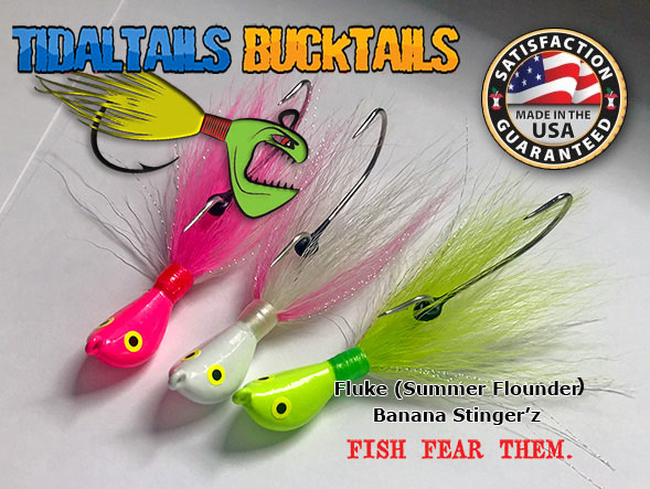 3 oz 5 pack BANANA BUCKTAIL JIGS FLUKE FLOUNDER STRIPER CANDY *COLOR CHOICE*